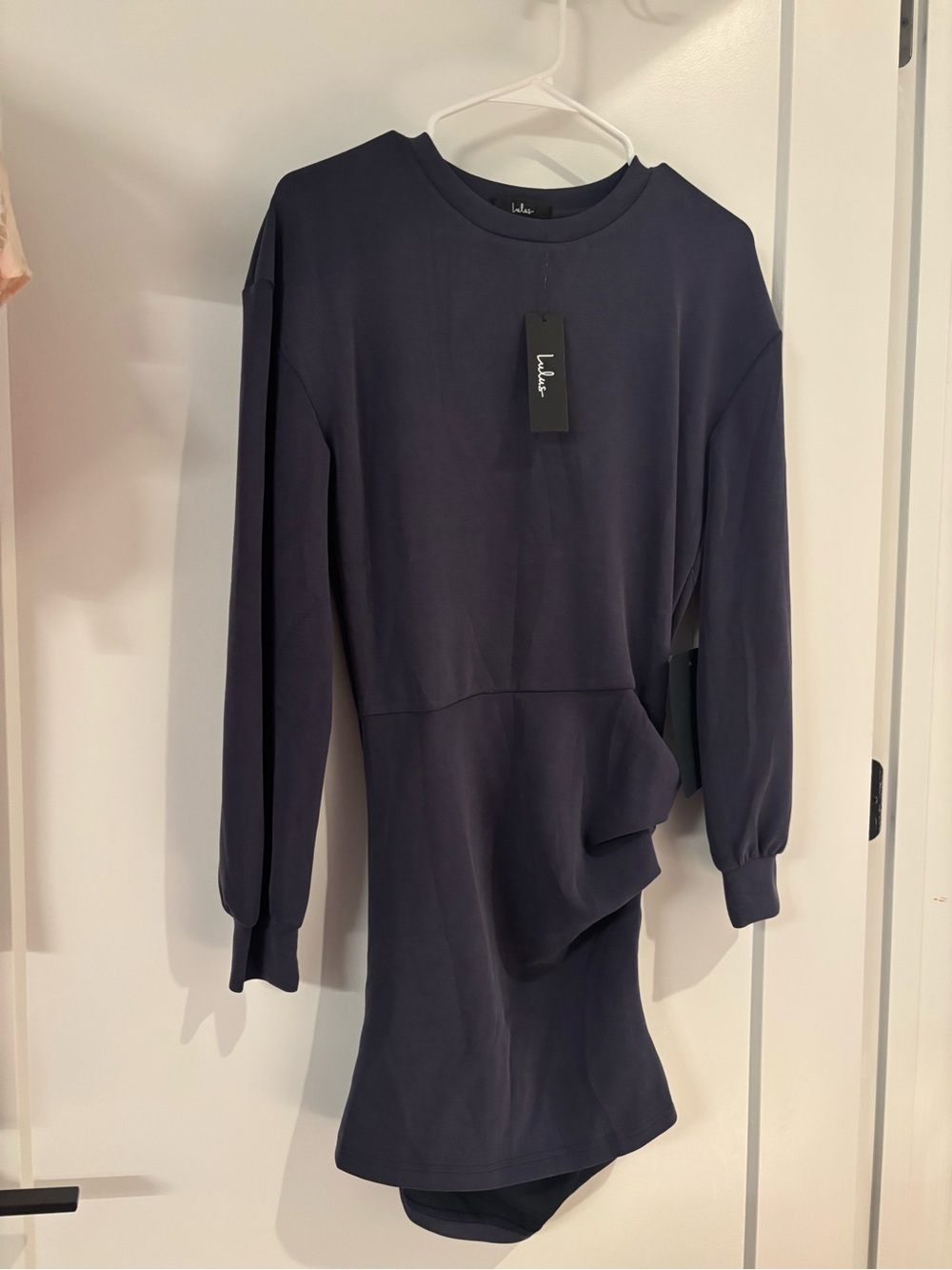Lulu's Navy Asymmetrical Long Sleeve Dress